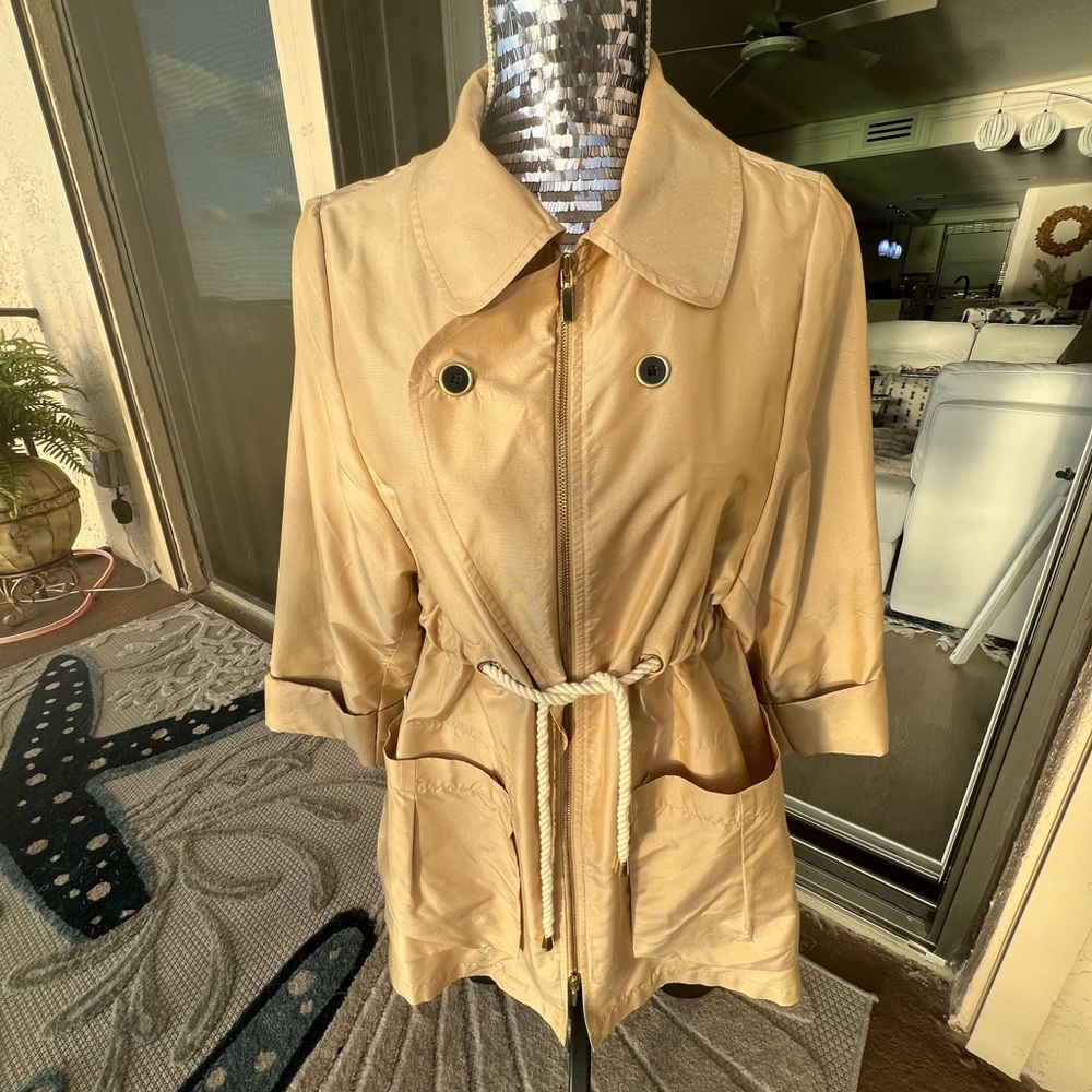 Shipley & Halmos women’s silk gold jacket size M. Very unique, flattering.